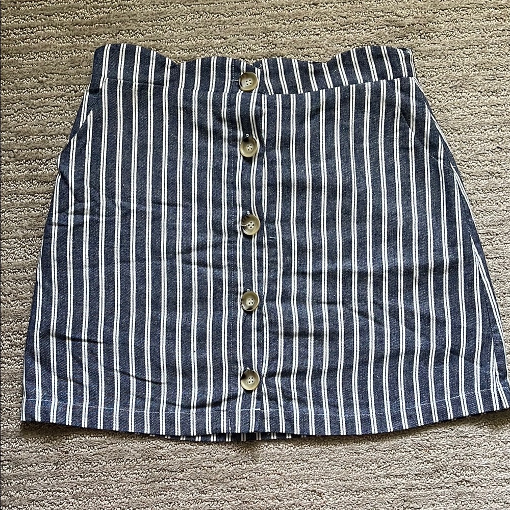 Striped Blue Button-Down Skirt